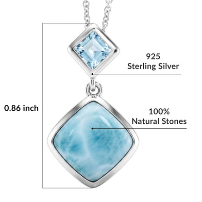 Larimar and Sky Blue Topaz Sterling Silver Pendant, 20" Chain