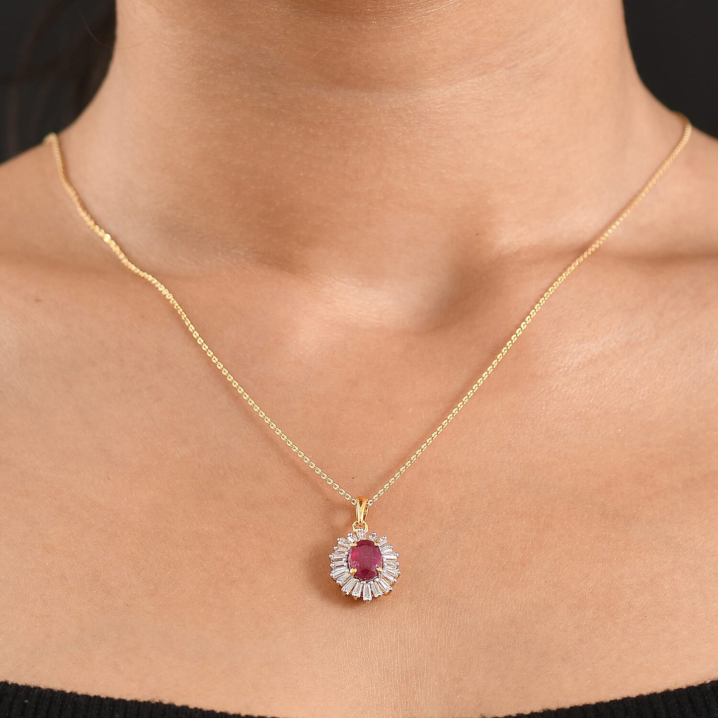 Niassa Ruby and Moissanite Pendant