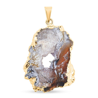 Goldtone Geode Slice Pendant – Statement Size