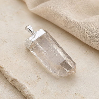Bold Clear Quartz Point Pendant – Silver or Gold