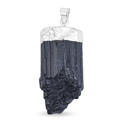 Bold Black Tourmaline Pendant – Strong Shield