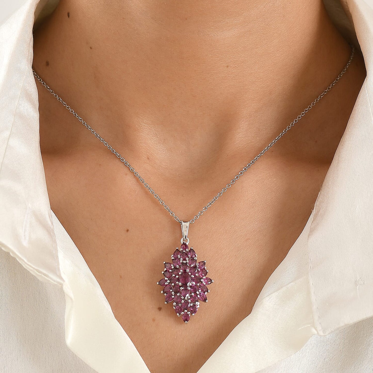 Peridot and Garnet Gemstone Pendant Necklace