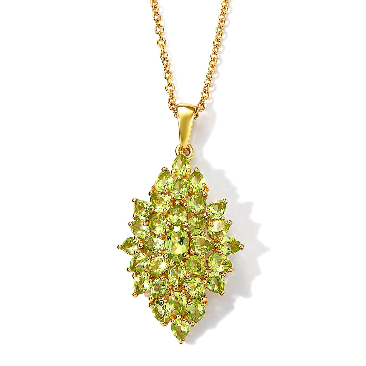 Peridot and Garnet Gemstone Pendant Necklace