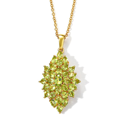Peridot and Garnet Gemstone Pendant Necklace