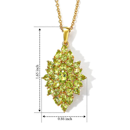 Peridot and Garnet Gemstone Pendant Necklace