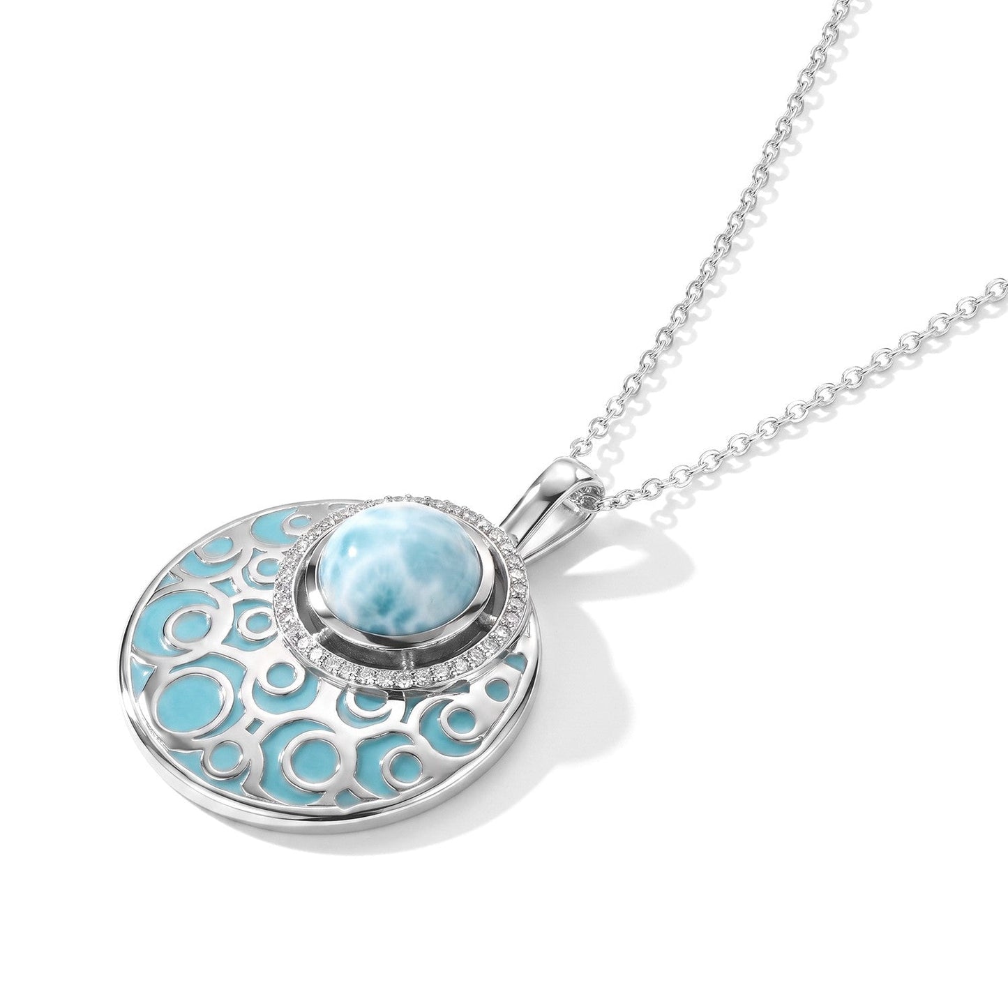 Larimar Pendant – Natural Blue Stone in Sterling Silver