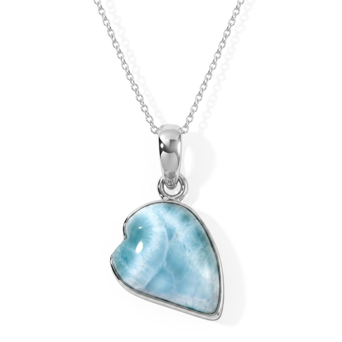 Larimar Heart Pendant – Ocean Blue Stone in Sterling Silver