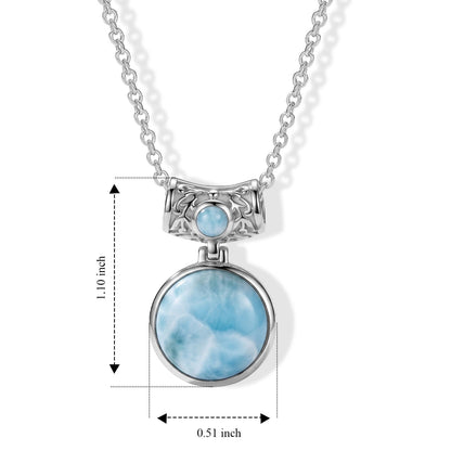 Larimar Pendant – Ocean Goddess Round Stone in Sterling Silver