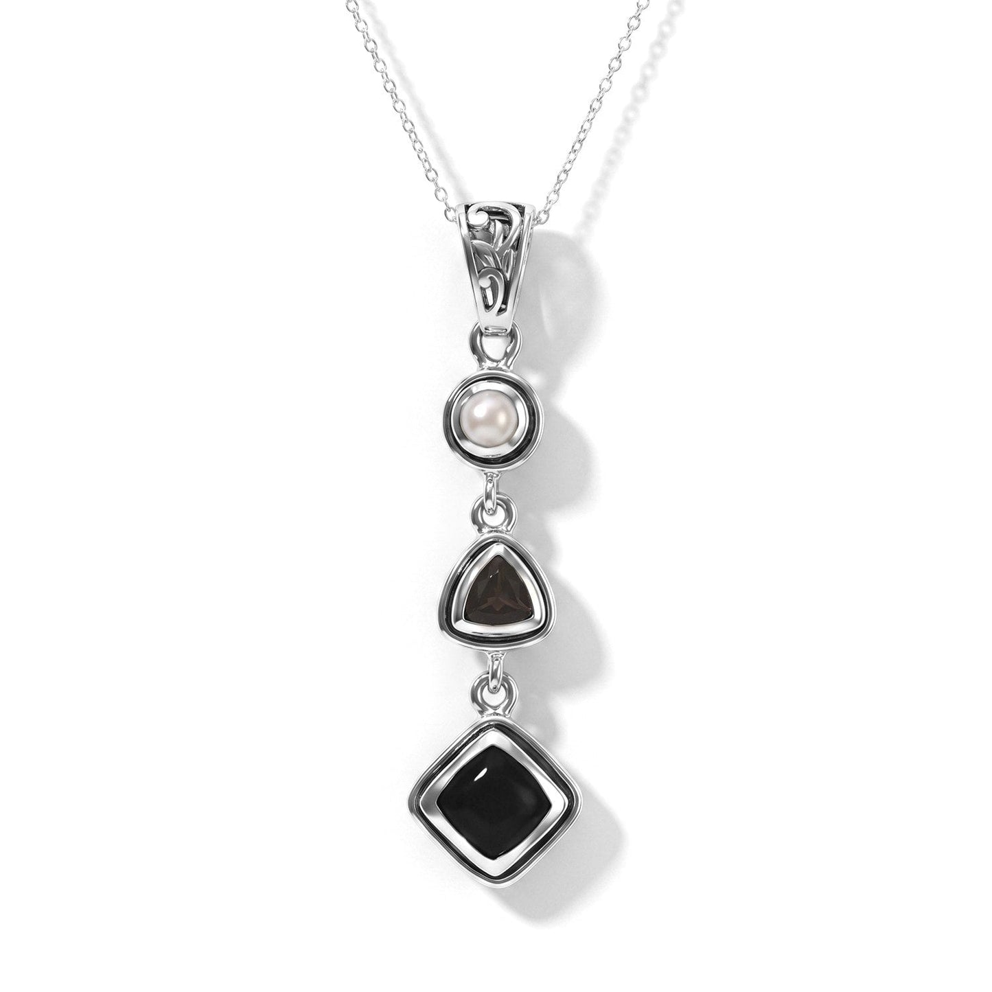 Black Obsidian Pendant – Pearl Crystal Teardrop Jewelry