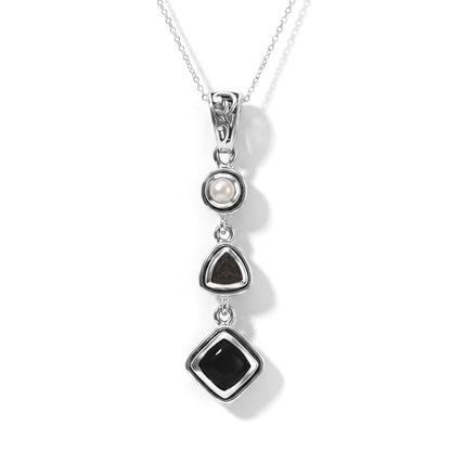 Black Obsidian Pendant – Pearl Crystal Teardrop Jewelry