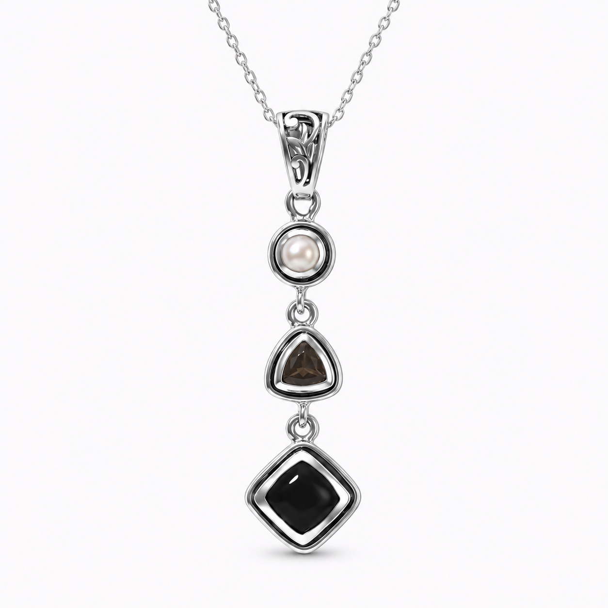 Black Obsidian Pendant – Pearl Crystal Teardrop Jewelry