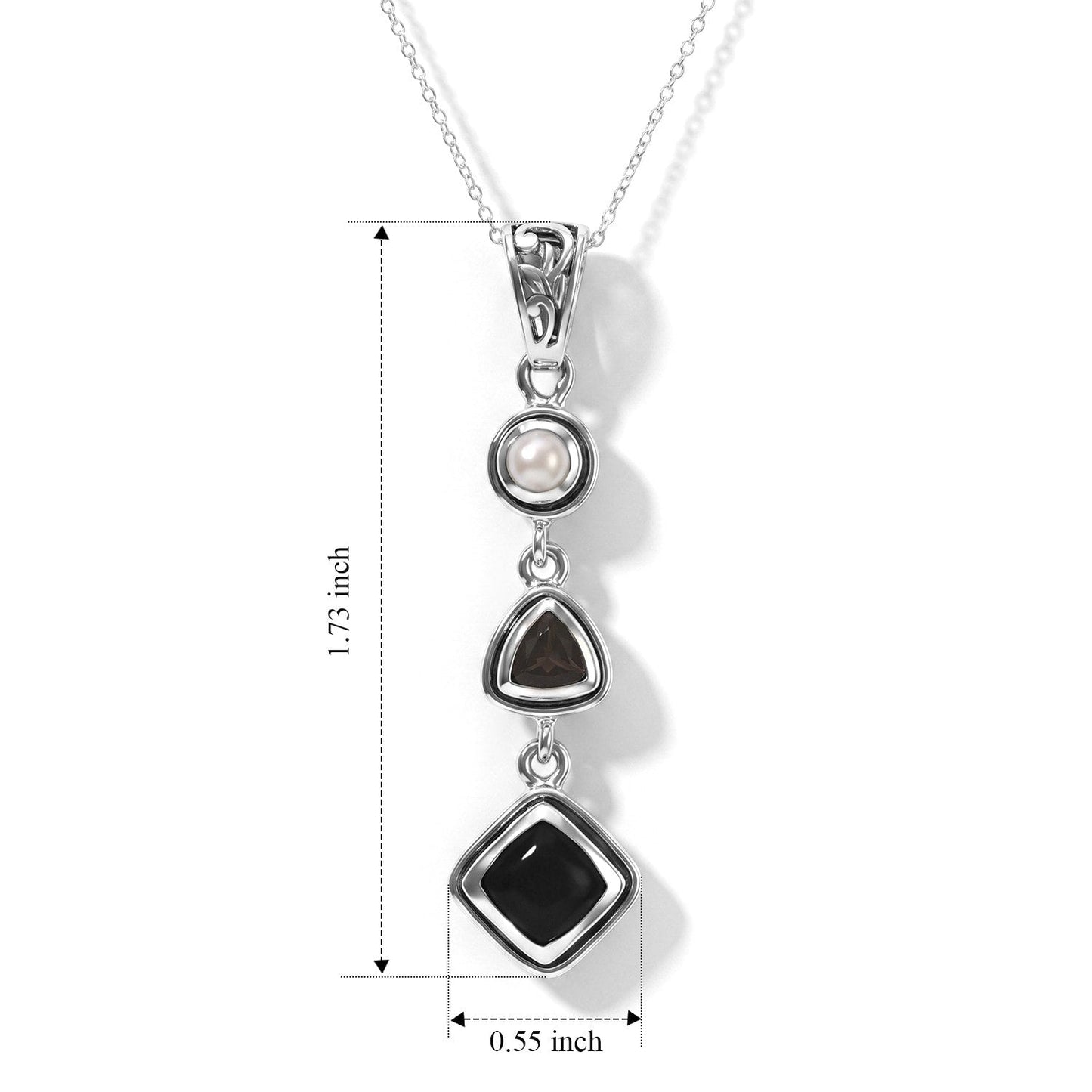 Black Obsidian Pendant – Pearl Crystal Teardrop Jewelry
