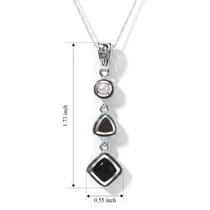 Black Obsidian Pendant – Pearl Crystal Teardrop Jewelry