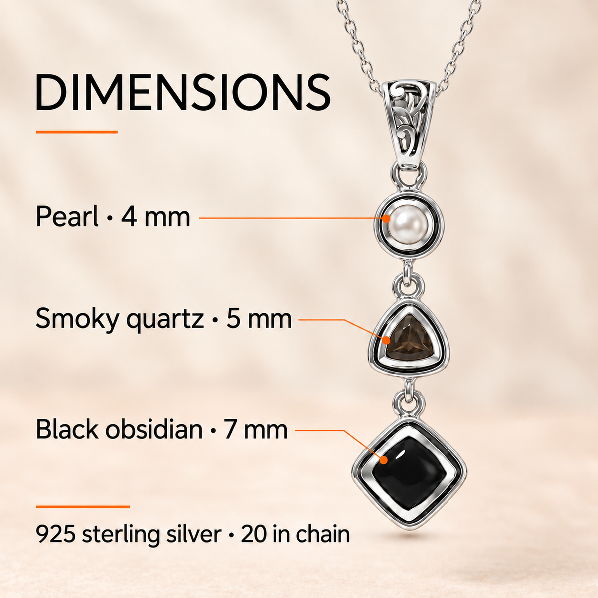 Black Obsidian Pendant – Pearl Crystal Teardrop Jewelry