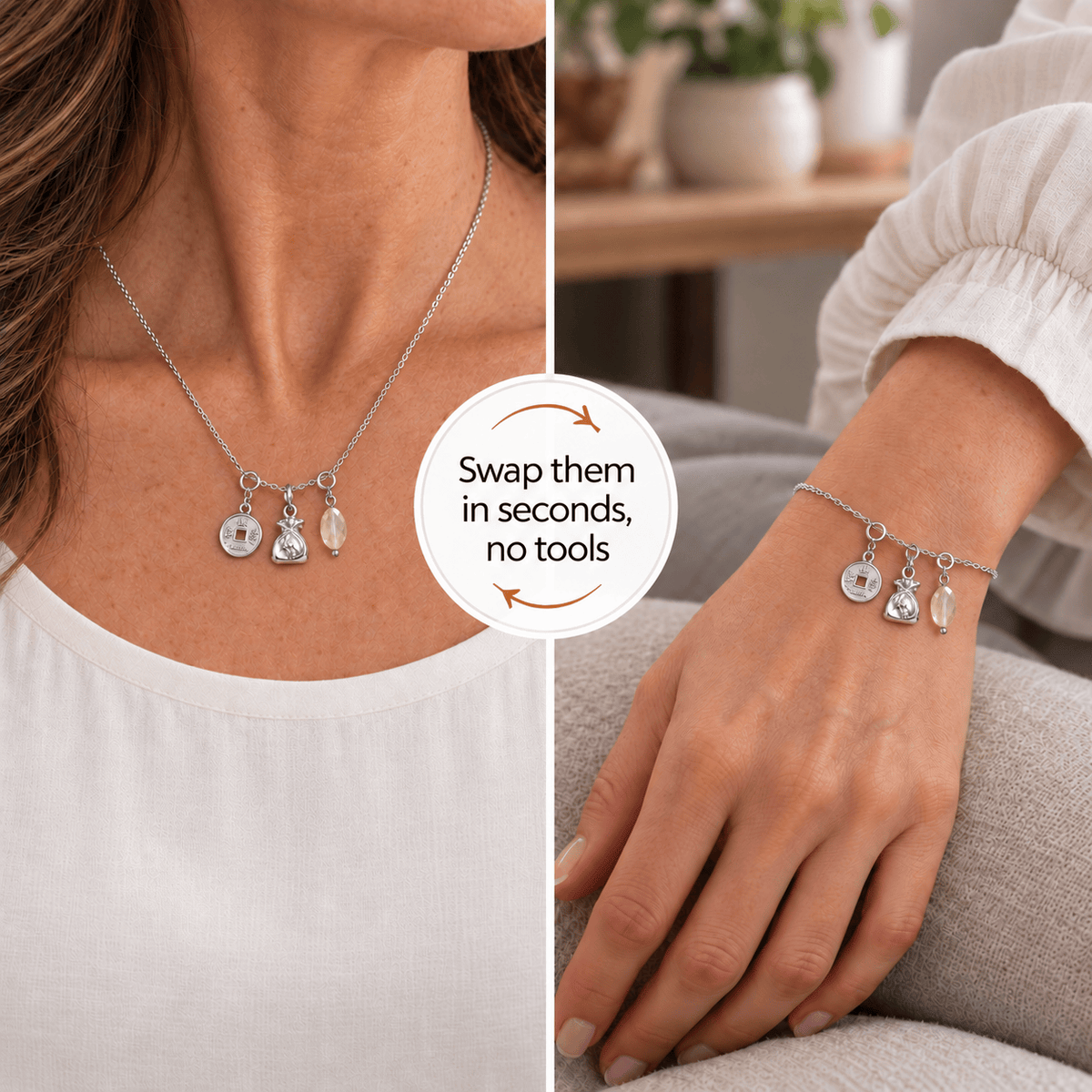 Abundance Charm Set – Citrine & Prosperity Symbols