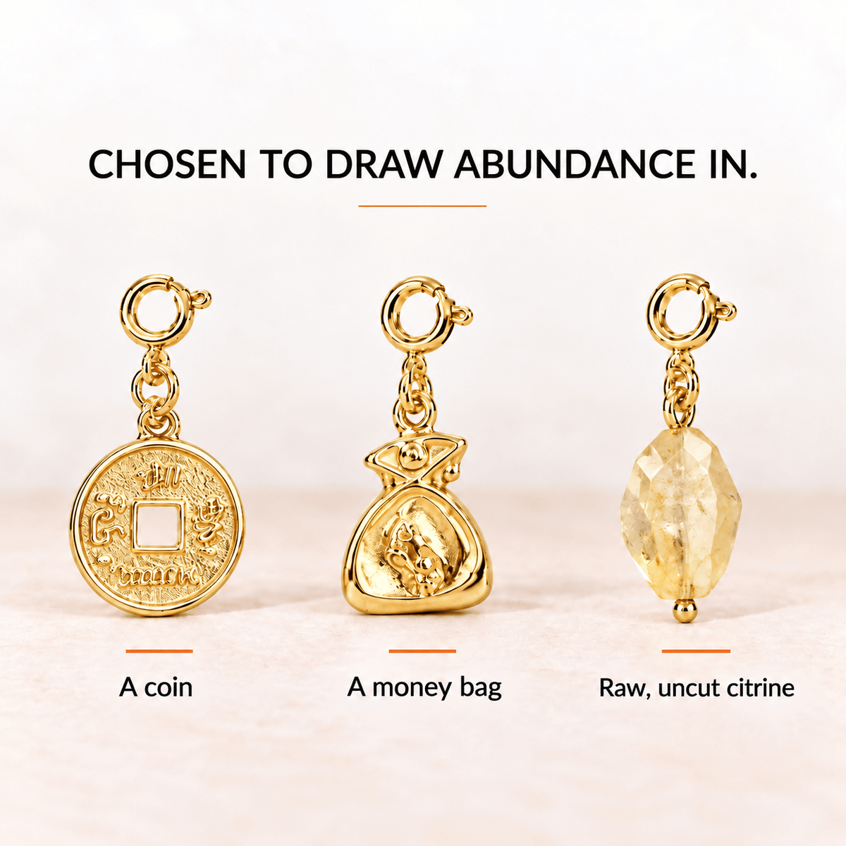 Abundance Charm Set – Citrine & Prosperity Symbols