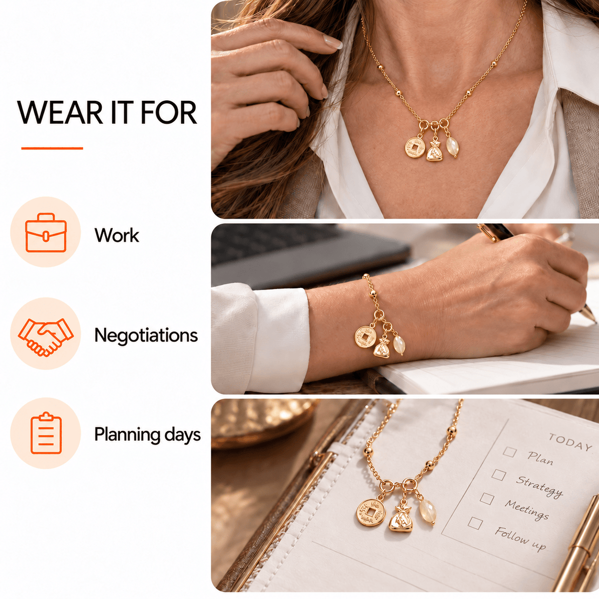Abundance Charm Set – Citrine & Prosperity Symbols