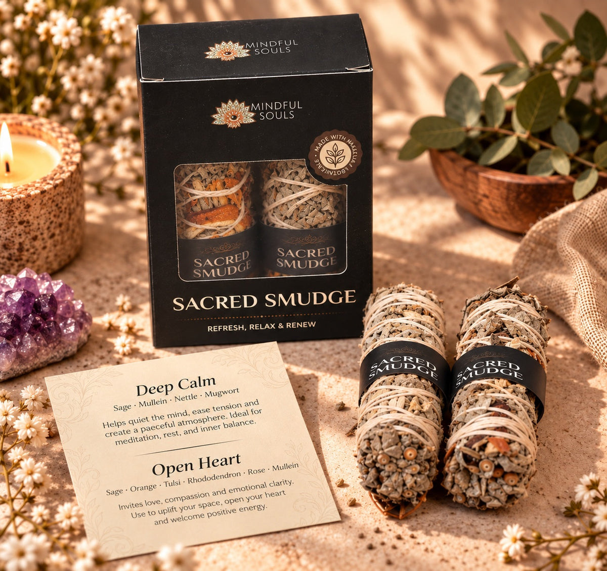 Natural Sage Bundles Set – Botanical Smudge Sticks Pack