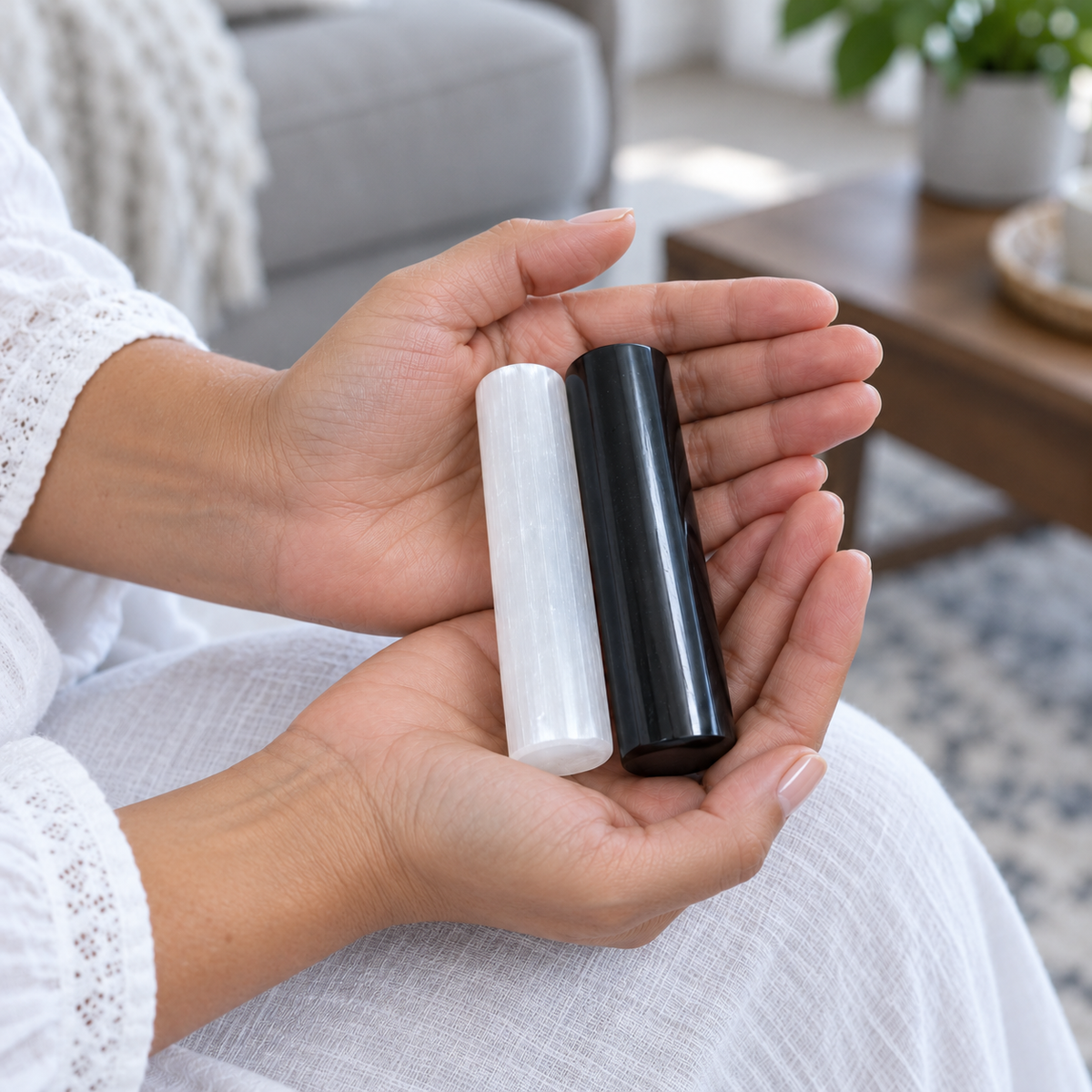 Selenite and Obsidian Wand Set – Energy Balance