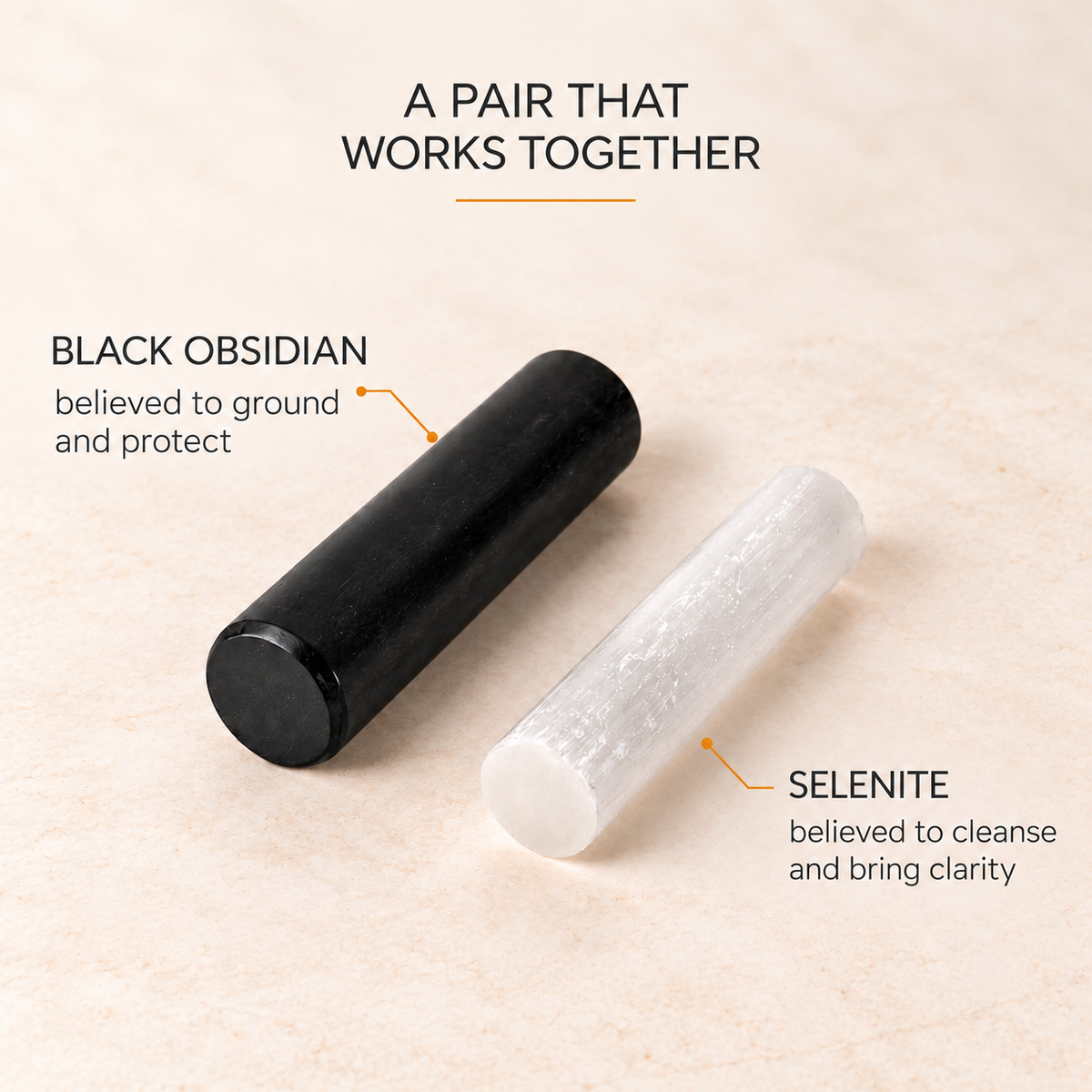 Selenite and Obsidian Wand Set – Energy Balance