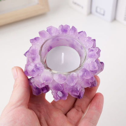 Purple Amethyst Crystal Candle Holder