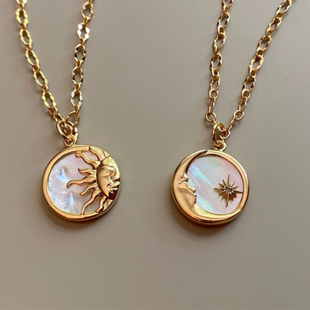 Vintage Sun and Moon Shell Pendants