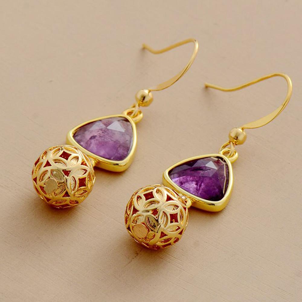 Amethyst Gold Dangle Earrings