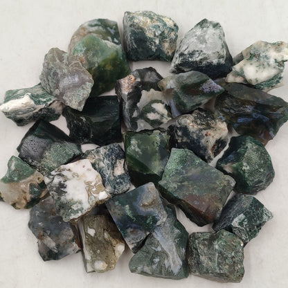 Raw Natural Green Moss Agate Stones