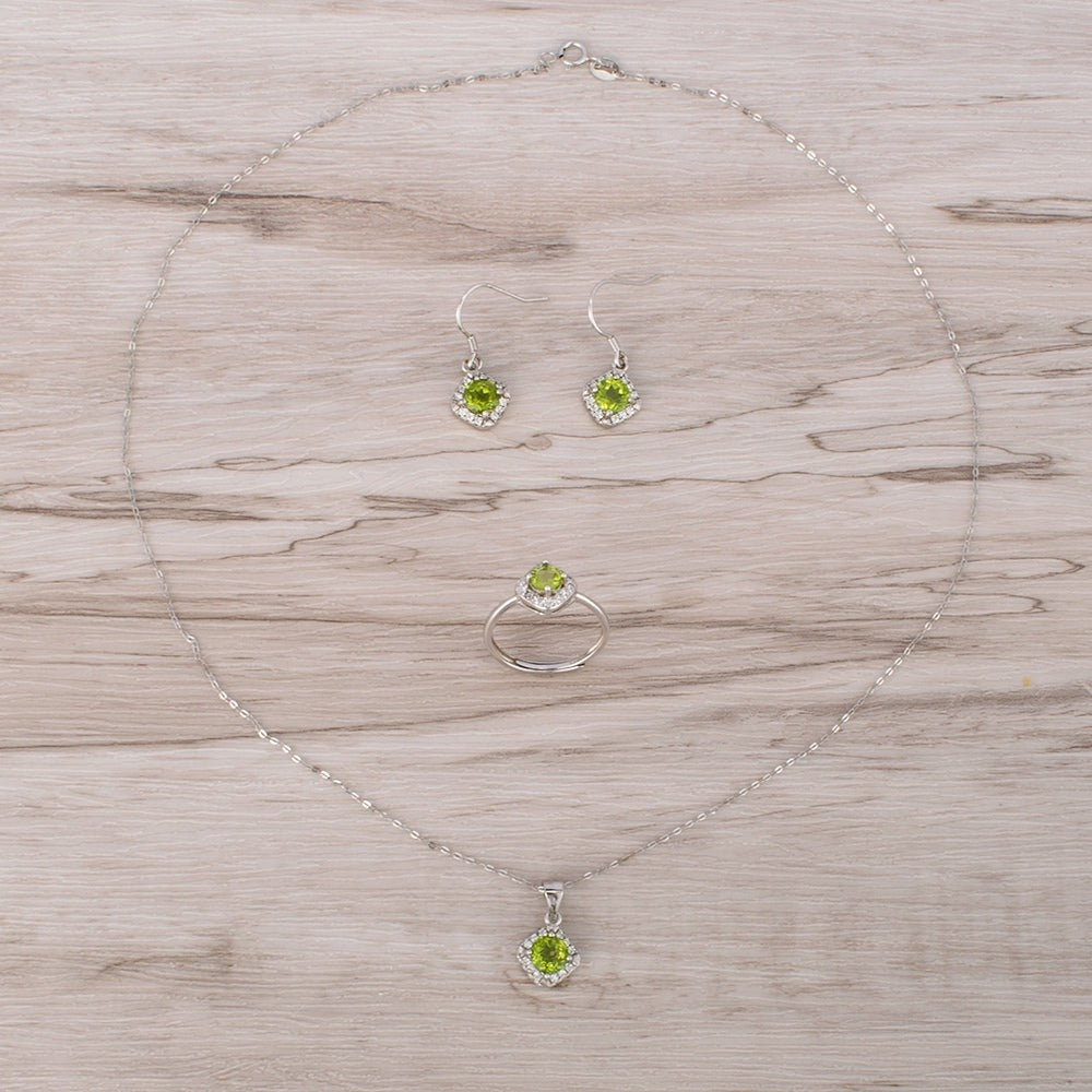 Natural Peridot Stone Jewelry Set