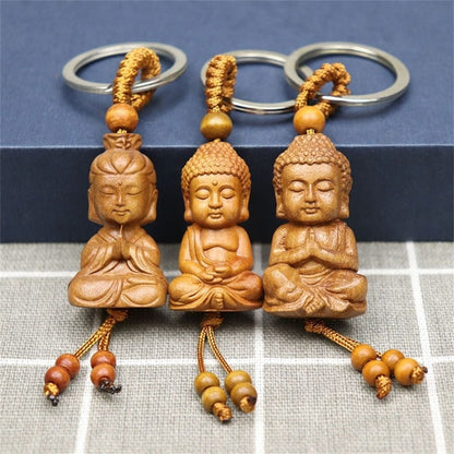 Three Different Cute Little Buddha Keychains