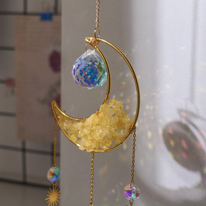 Crescent Moon Gemstones Wind Chime