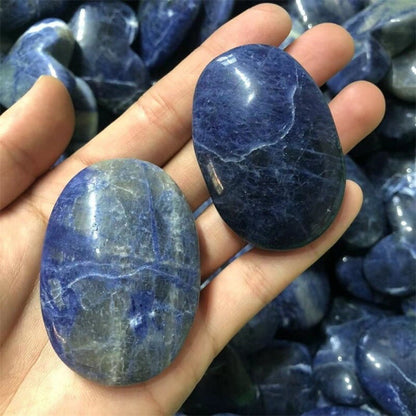 Natural Blue Sodalite Crystal Palm Stone