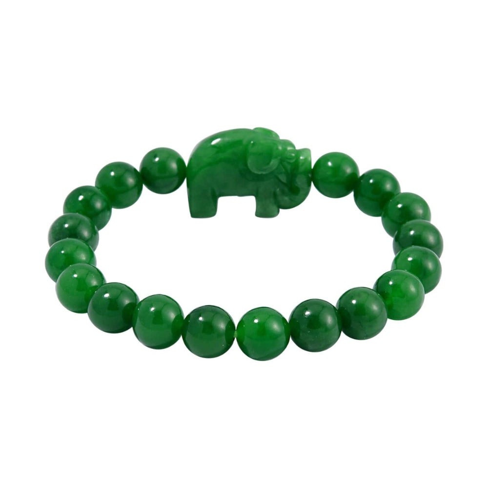 Green Jade Carved Bead Bracelet