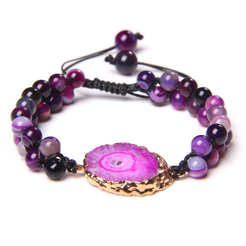 Druzy Agate Woven Bead Bracelet