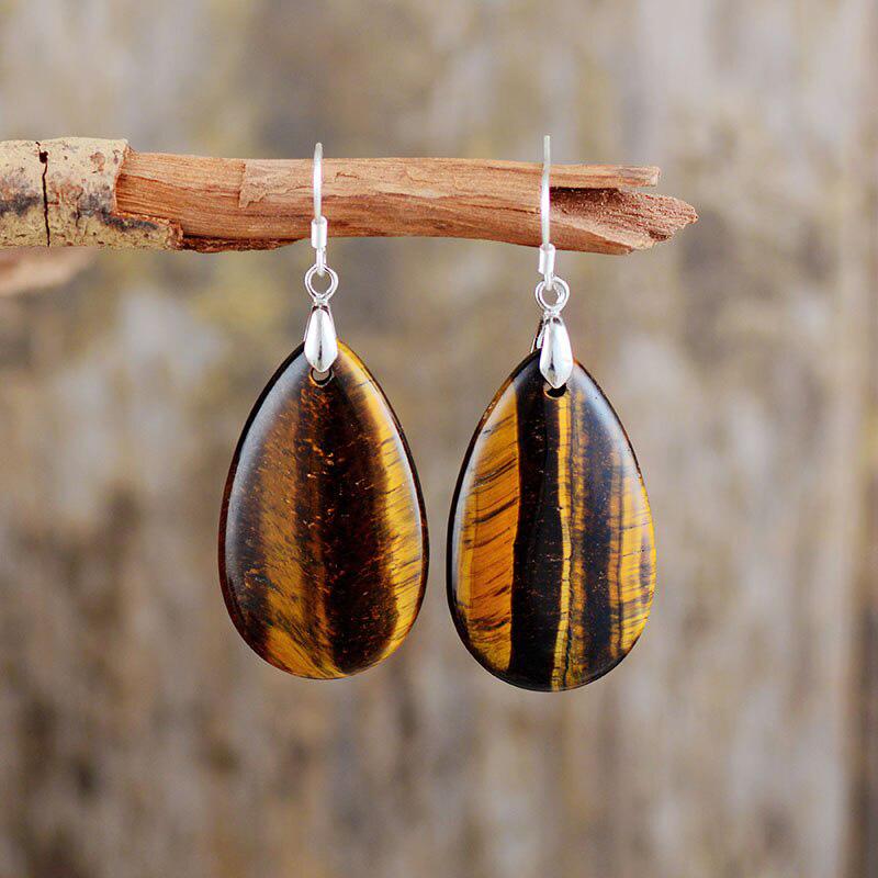 Natural Gemstone Drop Earrings