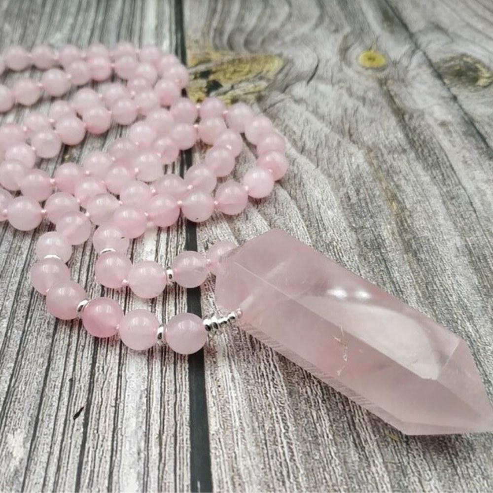 Natural Rose Quartz Bead Necklace