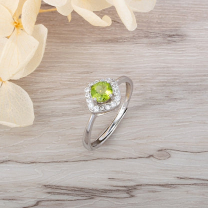 Natural Peridot Stone Jewelry Ring