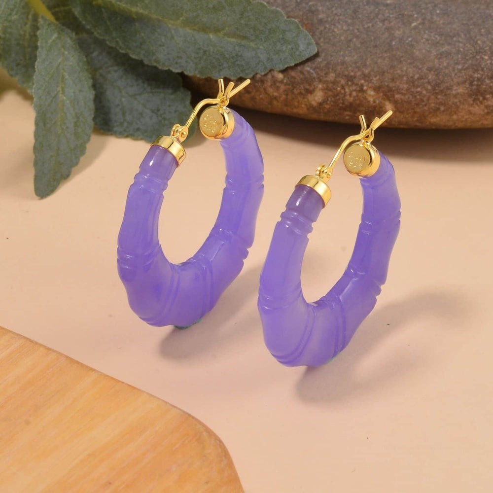 Jade Stone Carved Hoop Earrings