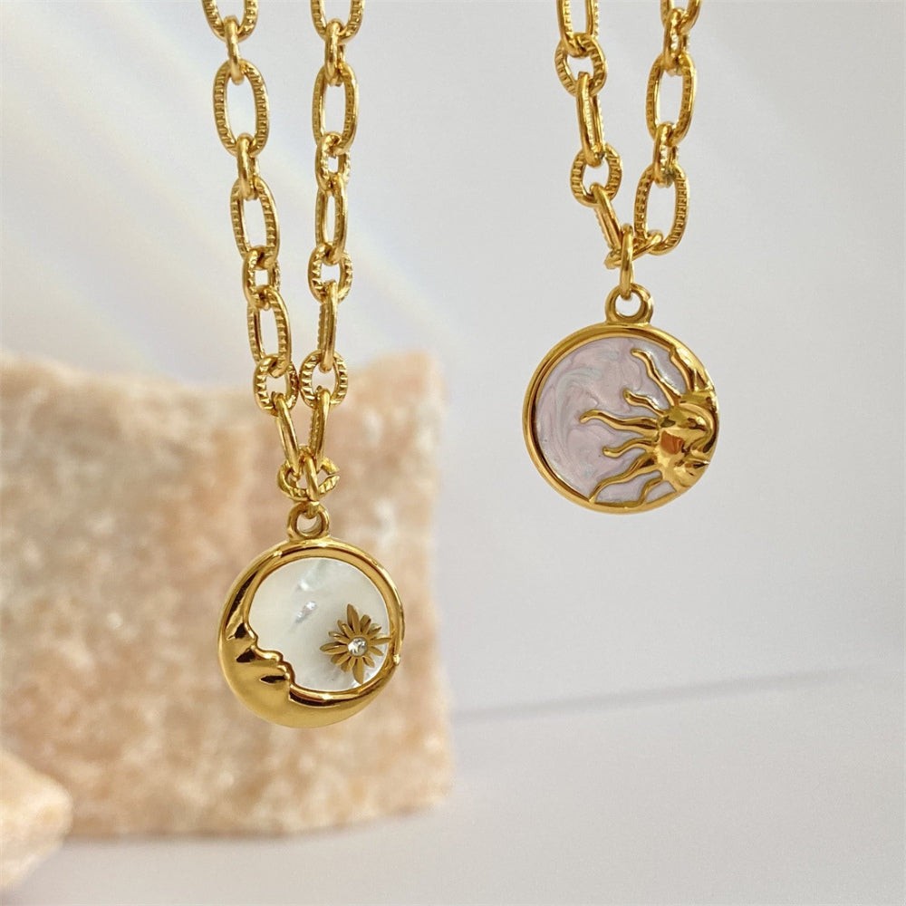 Vintage Sun and Moon Shell Pendants