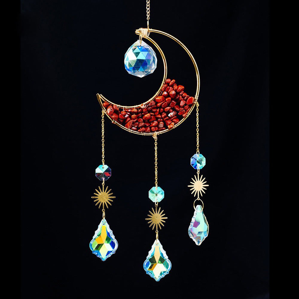 Crescent Moon Gemstones Wind Chime