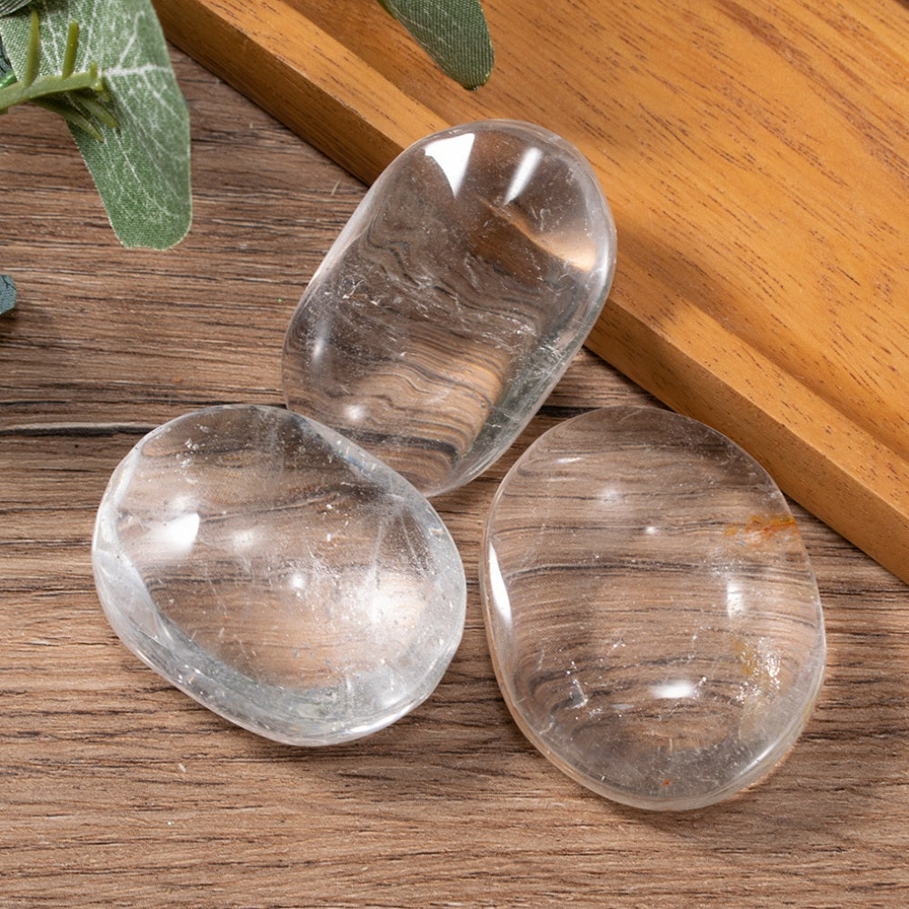 Clear Quartz Crystal Palm Stone