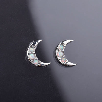 Crescent Moon Celestial Opal Earrings