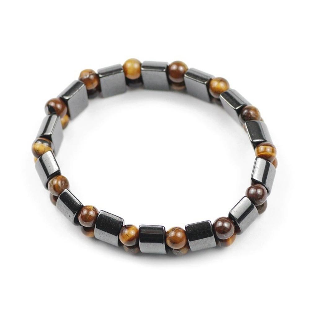 Hematite Tiger's Eye Stone Charm Bracelet