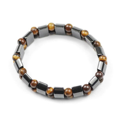 Hematite Tiger's Eye Stone Charm Bracelet