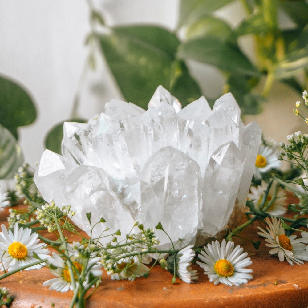 White Phantom Quartz Cluster