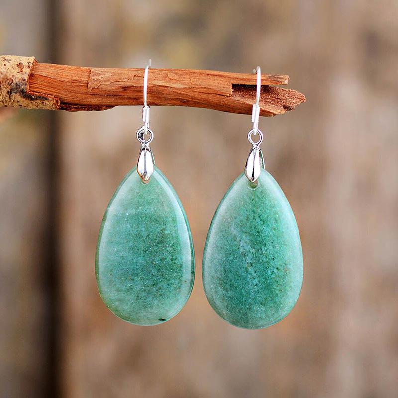 Natural Gemstone Drop Earrings