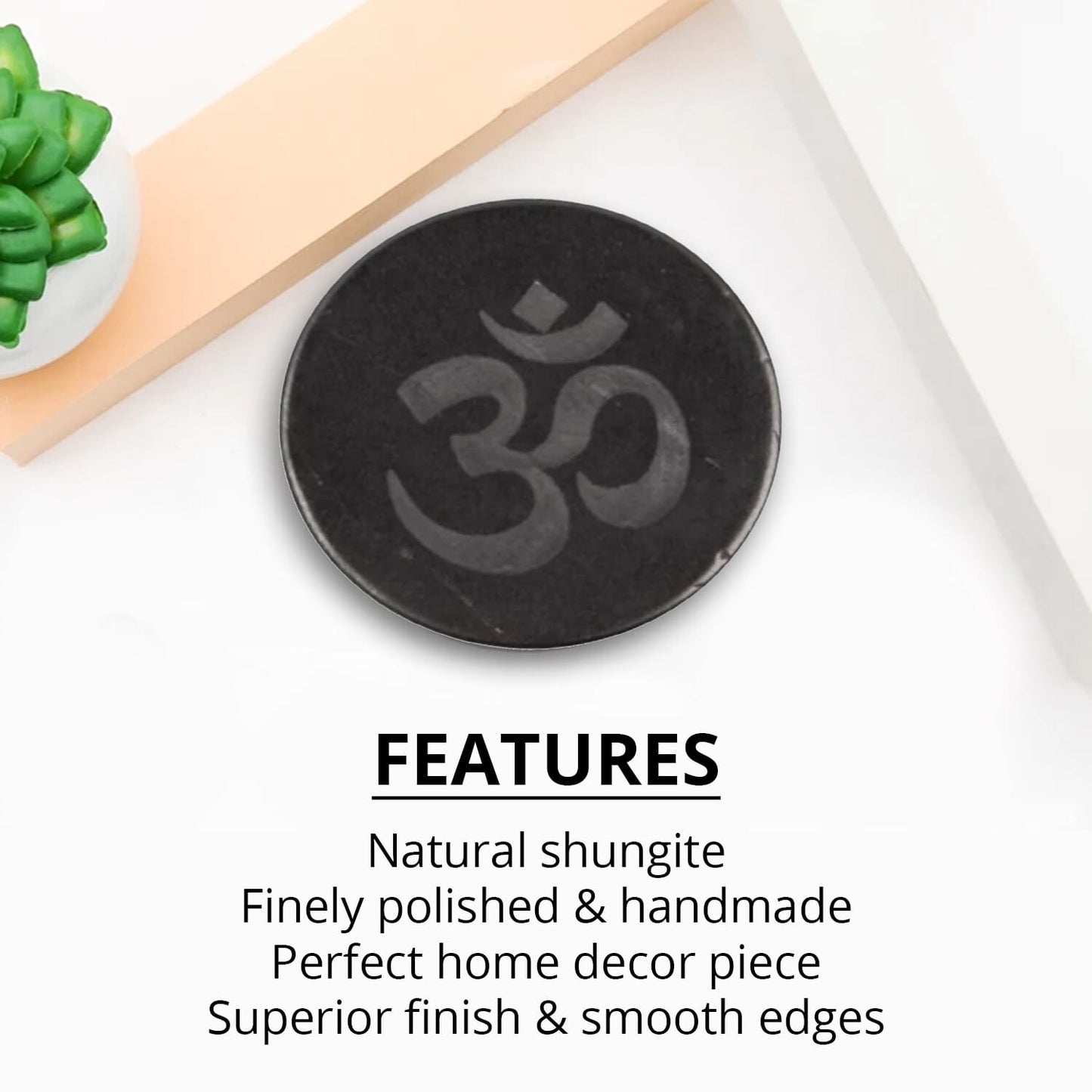Shungite OM Round Tile – Enhance Your Space with Energy and Harmony