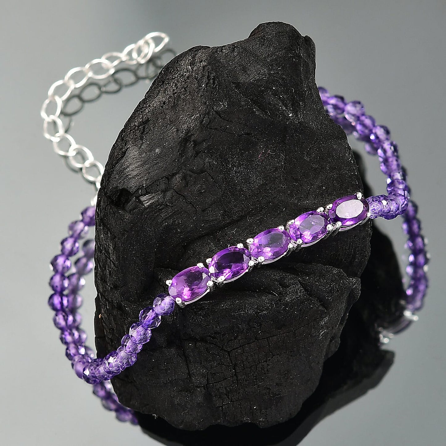 African Amethyst Beaded Bracelet — Radiant Elegance & Spiritual Harmony