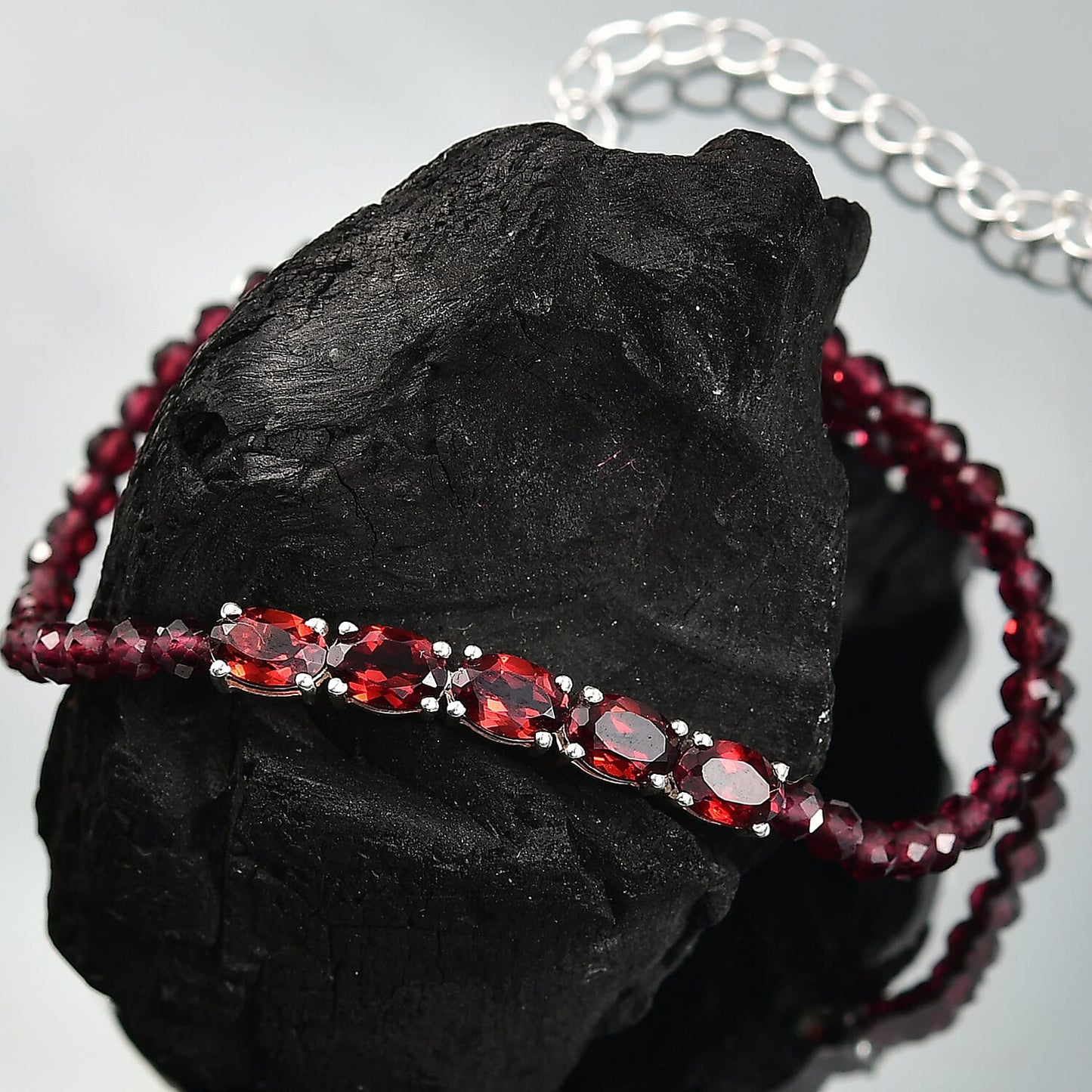 D'Joy Gemstone Beaded Bracelet in Silver