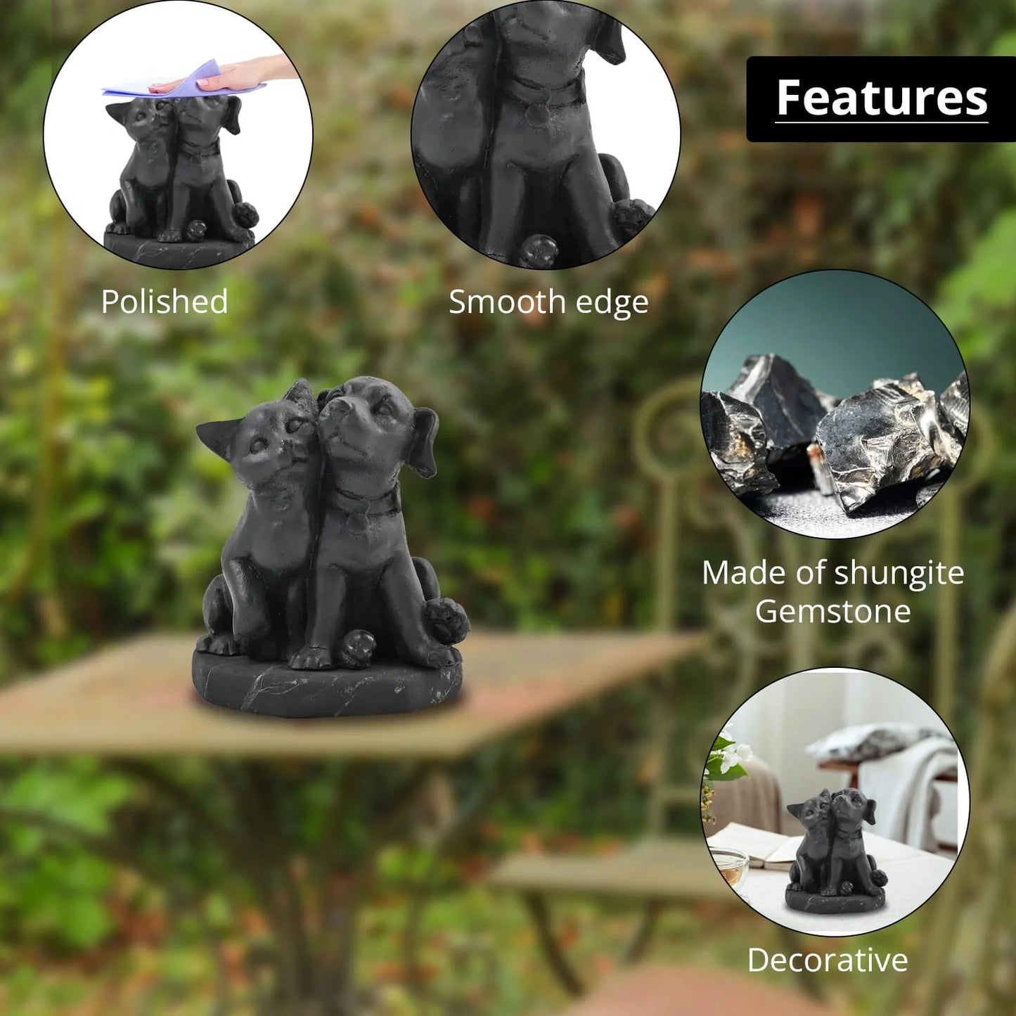 Guardian Companions: Shungite Cat & Dog Figurine